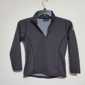 Kerrits 1/4 Zip Pullover Circuit Fleece Girl's Sz XL Black Grey Hex Equestrian